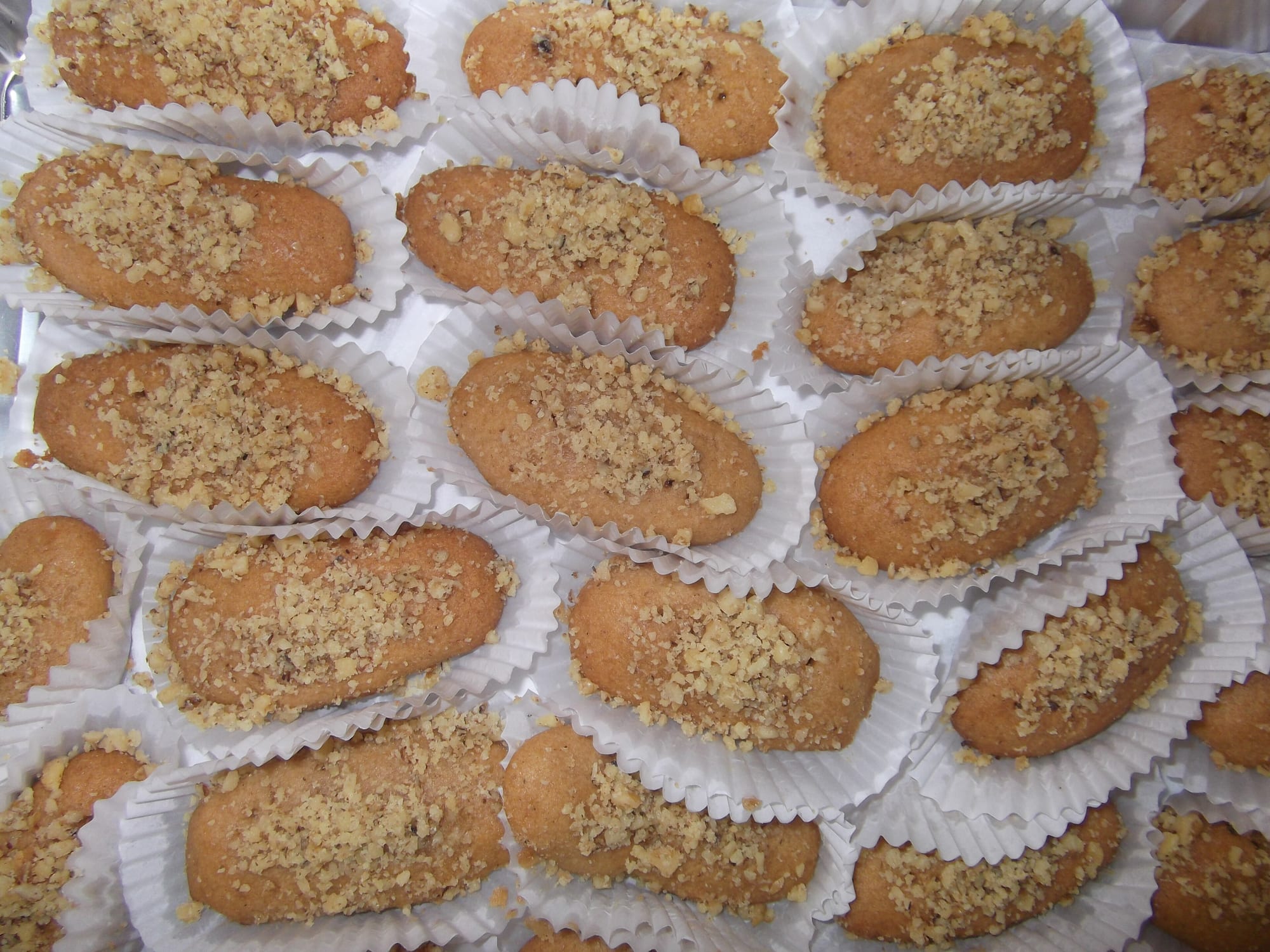 Rows of Greek biscuits in paper cases